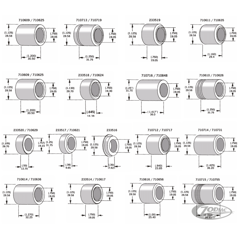 ENTRETOISES POUR AXES ET ROUES