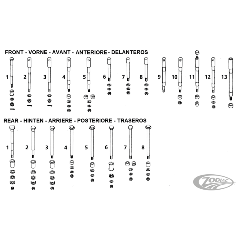 AXES DE ROUES AVANT ET ARRIERE CHROMES