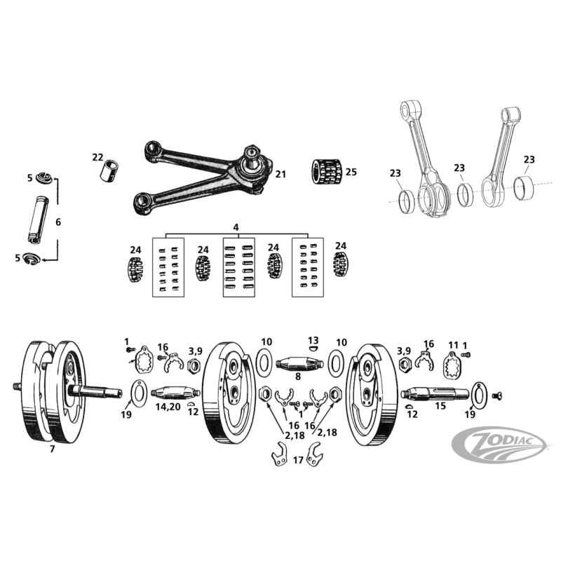 PIECES DE RECHANGE DE VILEBREQUIN POUR 45CI & BIG TWIN LATERAL