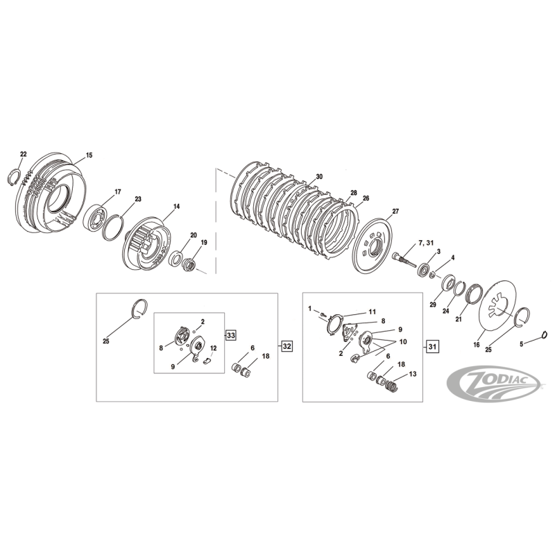 PIECES D'EMBRAYAGE POUR 1991 AU PRESENT EVOLUTION SPORTSTER ET BUELL REFROIDIES PAR AIR