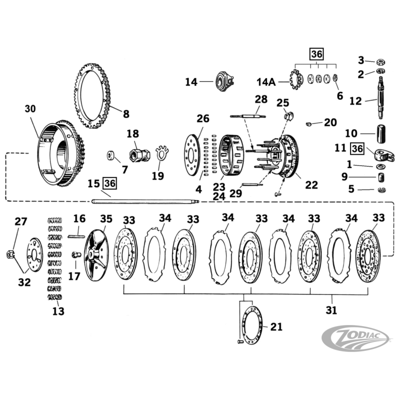 PIECES D'EMBRAYAGE POUR BIG TWIN 1936-DEBUT 1984