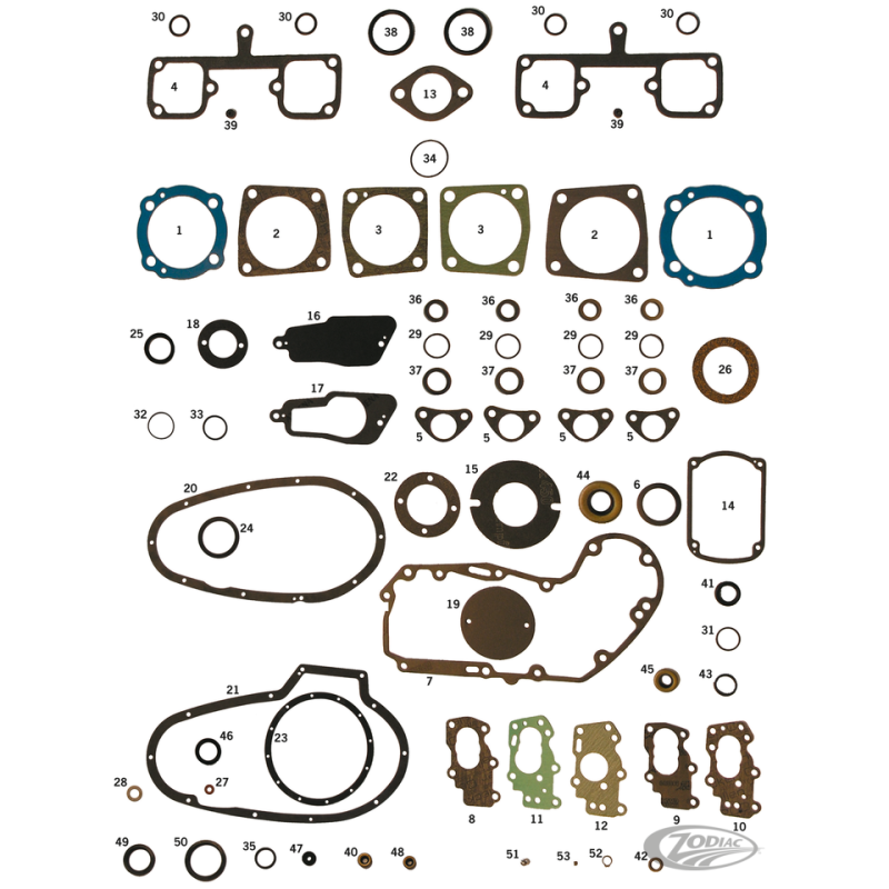 JOINTS, O-RINGS & SPYS POUR K, KH, XR ET IRONHEAD SPORTSTER 1957-1971