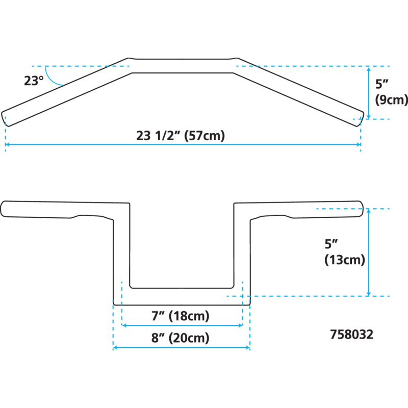 UN POUCE DIAMETRE Z-BAR GUIDONS ZODIAC CUSTOM PRODUCTS