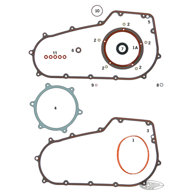 JOINTS, O-RINGS ET SPYS POUR LES PRIMAIRES DES TWIN CAM BOITE 6 2006-2017