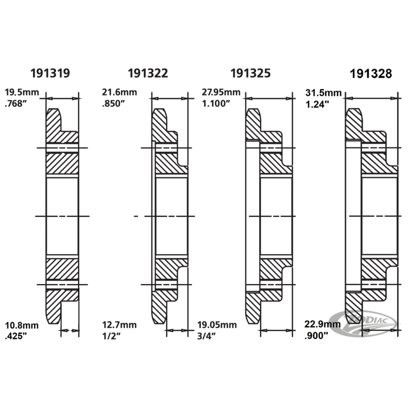 PIGNONS DE SORTIE DE BOITE 6 POUR TWIN CAM ET MILWAUKEE EIGHT