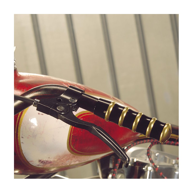 POIGNÉE VINTAGE POUR ACCÉLÉRATEUR EXTERNE ALUMINIUM NOIR ET LAITON (polonais)