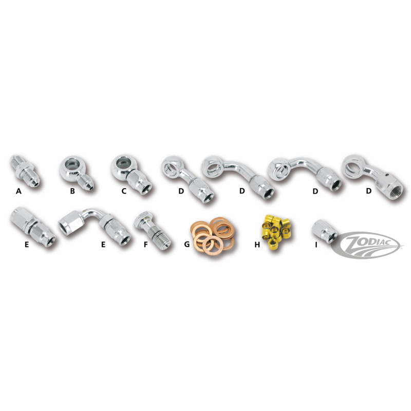 GOODRIDGE DURITE TRESSEE EN ACIER INOXYDABLE POUR FREIN ET EMBRAYAGE AVEC BANJOS EN ACIER INOXYDABLE OU CHROMÉS