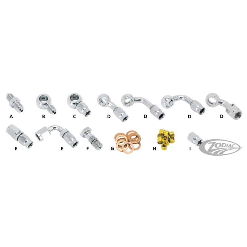 GOODRIDGE DURITE TRESSEE EN ACIER INOXYDABLE POUR FREIN ET EMBRAYAGE AVEC BANJOS EN ACIER INOXYDABLE OU CHROMÉS
