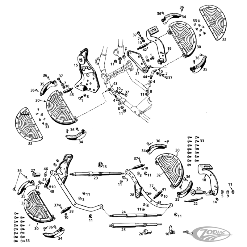 PIECES DE MARCHE-PIEDS POUR ANCIENS BIG TWIN ET 45CI