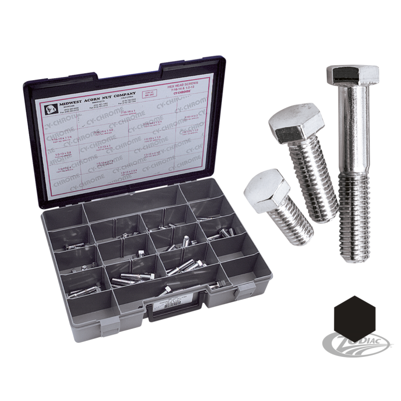 ASSORTIMENT DE VIS CHROMEES A TETE UNC HEXAGONALE