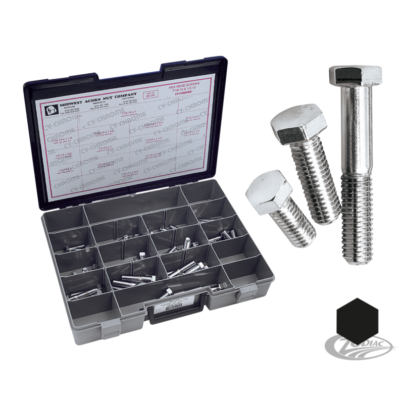 ASSORTIMENT DE VIS CHROMEES A TETE UNC HEXAGONALE