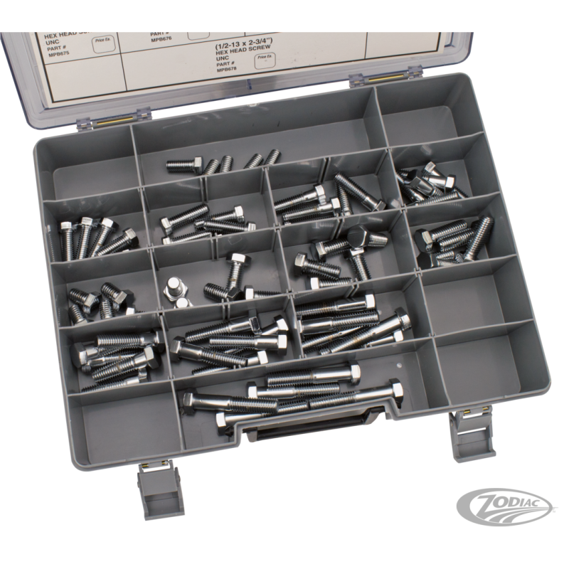 ASSORTIMENT DE VIS CHROMEES A TETE UNC HEXAGONALE