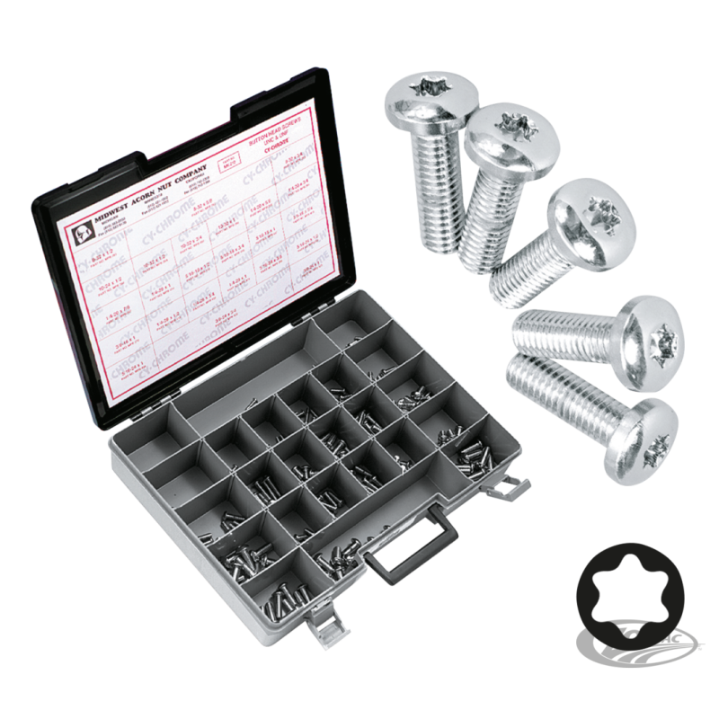 ASSORTIMENT DE VIS TORX TETE BOUTON CHROMEES