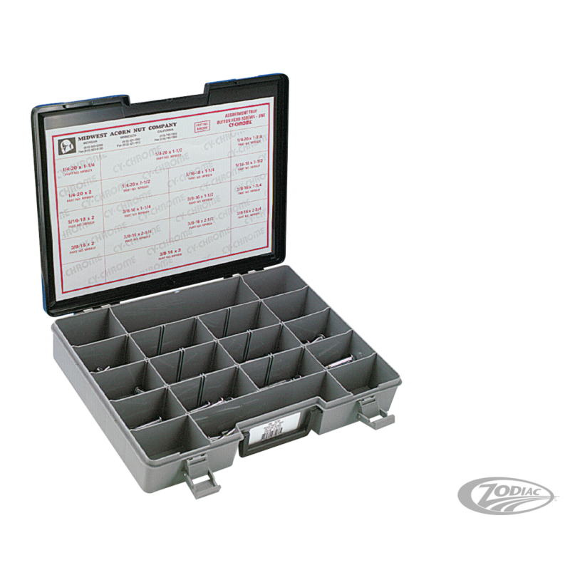 BOITE D'ASSORTIMENT DE VIS ALLEN CHROMEES A TÊTE BOUTON LARGE