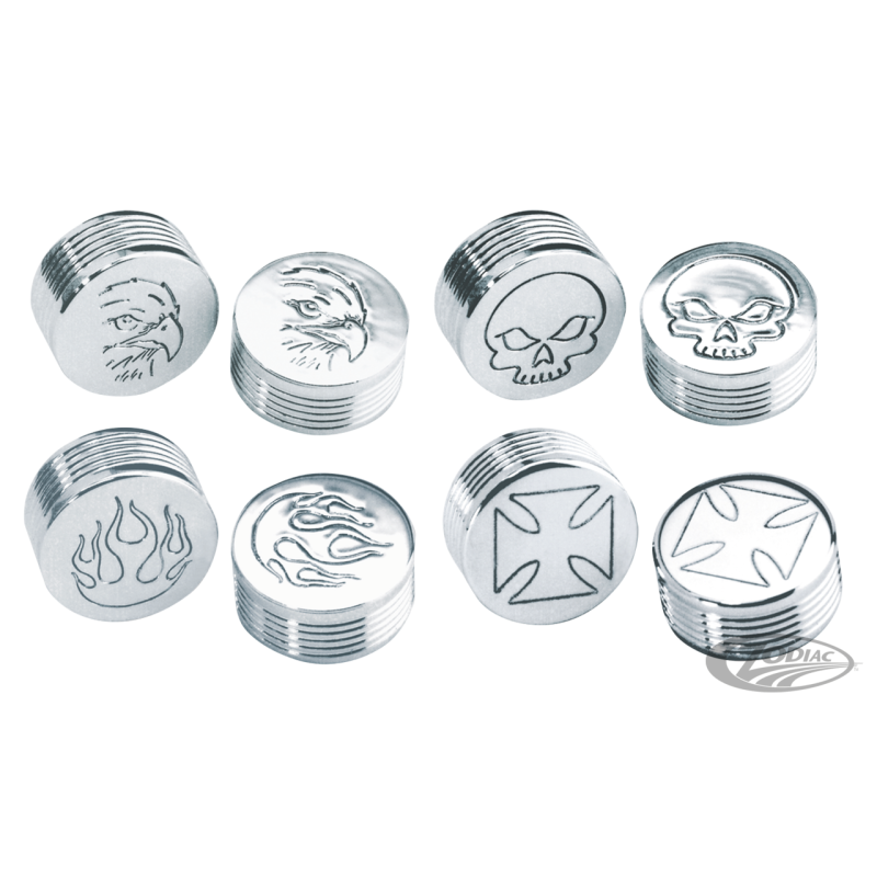 CACHES BOULONS CHROMES POUR TETES 6 PANS, ALLEN ET BOUTON