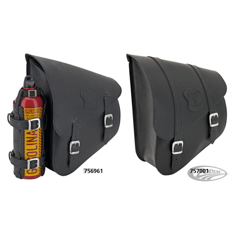 SACOCHE CUIR NOIR CLOUS CHROMES POUR SOFTAIL 84-17