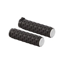 AirTrax Grips Chrome Endcaps Black 1" Throttle Cables