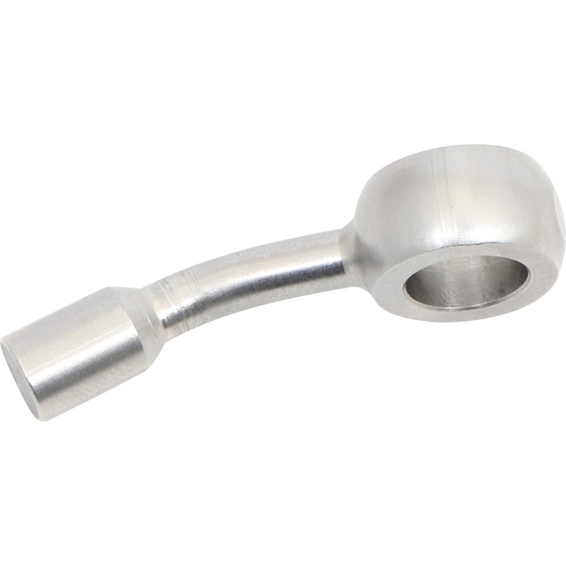 10 mm, Vario Line Banjo Fitting Type 022, 20° Right Side Bend, 20° Down Elbow, ABS Block Stainless Steel