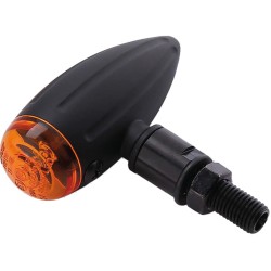 Micro Bullet Grooved Turn Signal with Milling Black Amber Halogen
