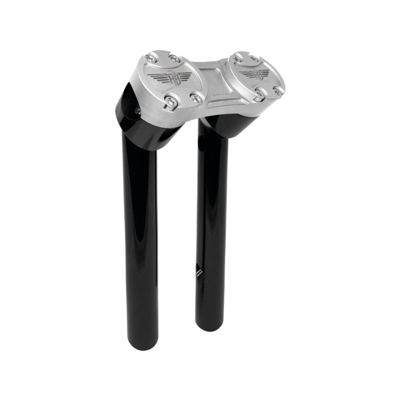 10" Clubstyle Pullback Risers With Silver Clamp Black 1"