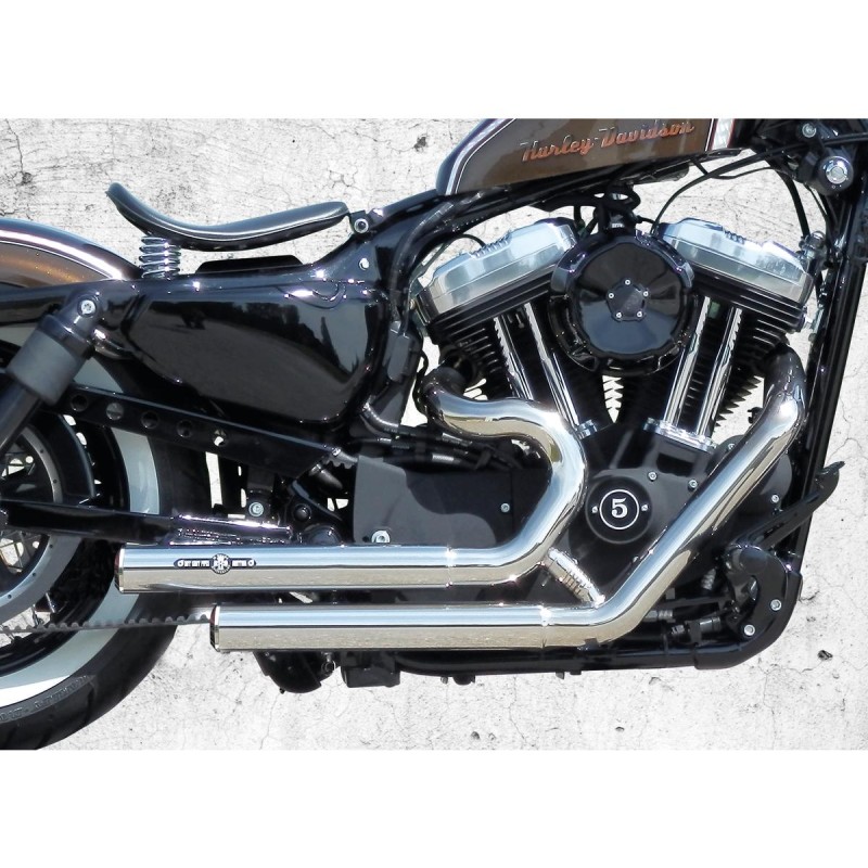 Top Chopp Staggered Exhaust System , Without Heat Shield, Polished Smooth End Cap, Polished 2,5"