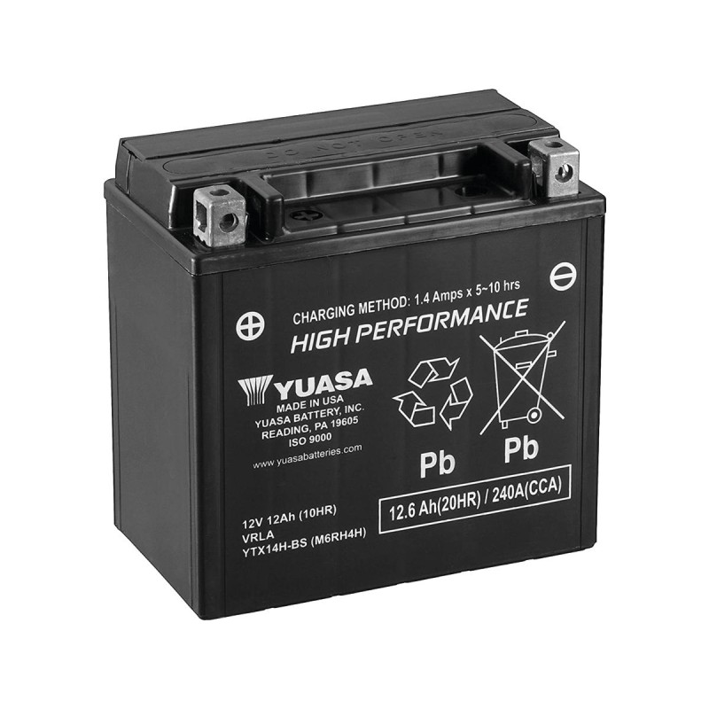 Maintenance Free High Performance YTX14H AGM Battery AGM, 240 A, 12.6 Ah