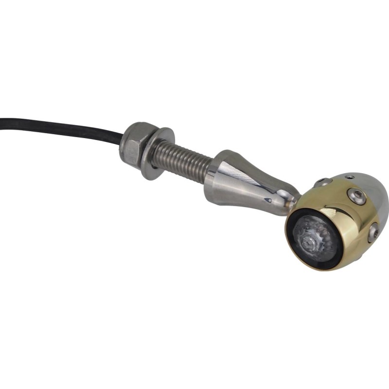 Retro LED Turn Signal V2A Polished stem Brass Polished Aluminium Polished Clear
