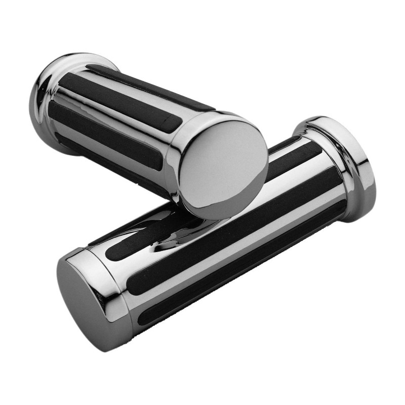 Ribbed Grips Chrome 1" Throttle Cables