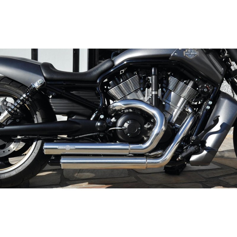 Top Chopp Staggered Exhaust System , Without Heat Shield, Polished Smooth End Cap, Polished 2,5"