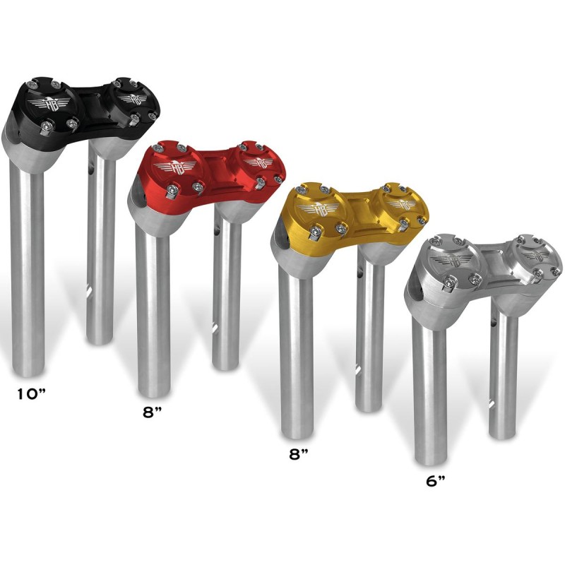 10" Clubstyle Pullback Risers With Gold Clamp Silver 1"