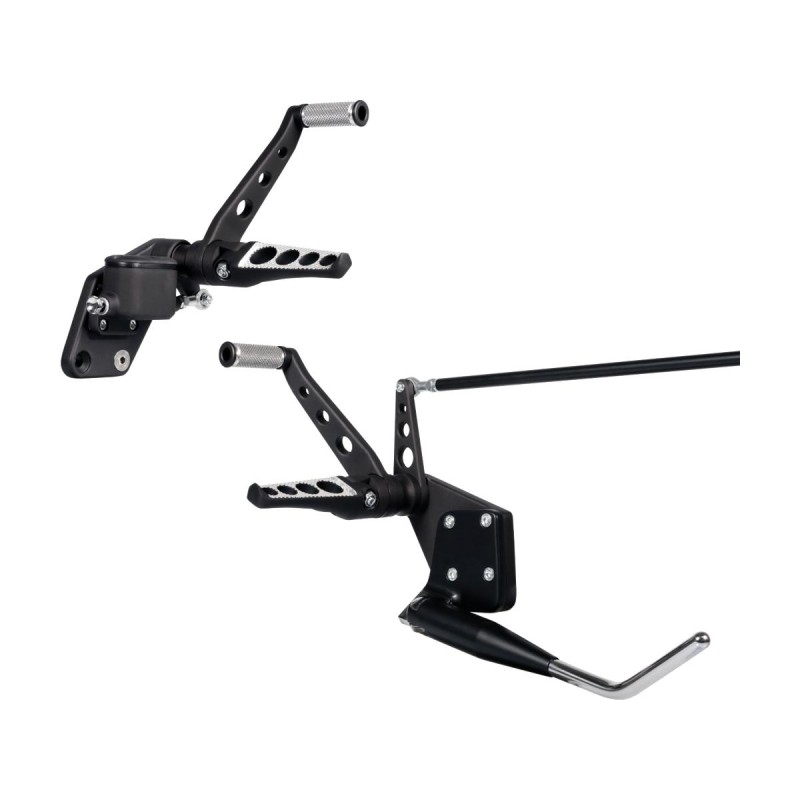 Thunderbike Drilled Forward Control Kit, Black Forward Control Kit for Softail Kit includes side stand