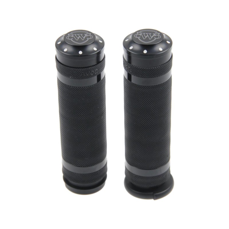 Logo Grips Black Powder Coated 1" Throttle By Wire