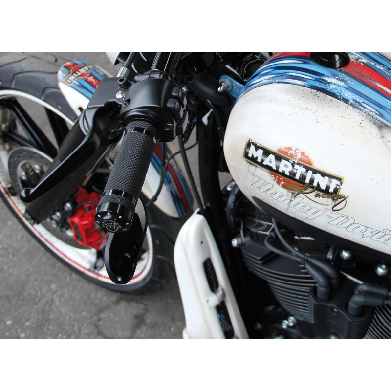 Logo Grips Black Powder Coated 1" Throttle By Wire
