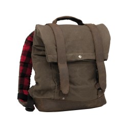 Back Pack, Voyager Luggage, Made Of Wet Waxed UV-Treated Cotton, Leather Paneling Back Pack Dark Oak