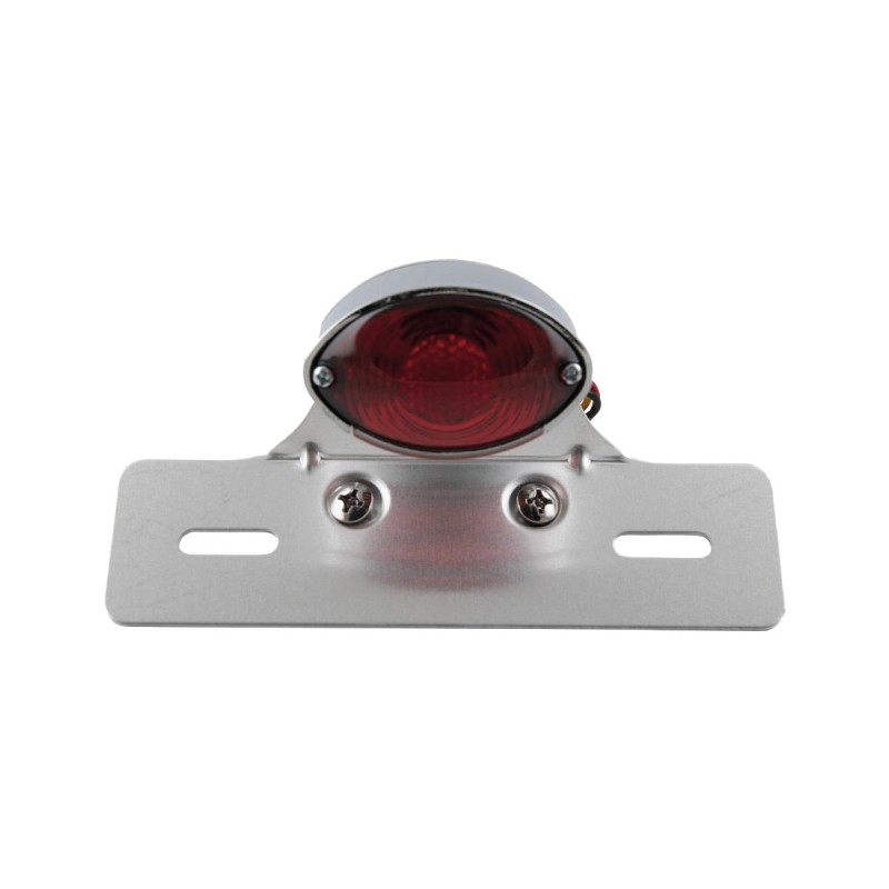Micro Cateye Taillight with License Plate Bracket With license plate bracket Chrome Dual Filament