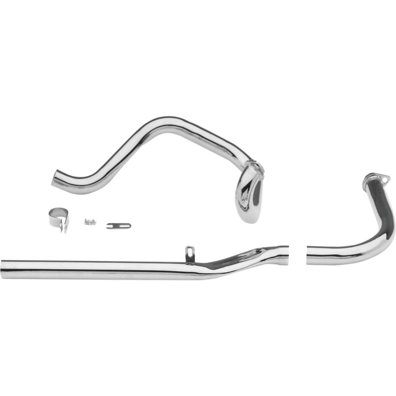 Single Cross-Over Panhaed and Shovel Headers 3-piece, front squish Chrome 1,75"