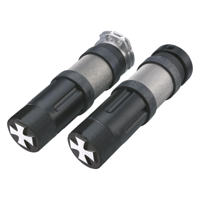 Young Gun Cross Grips Flat Black 1" Throttle Cables