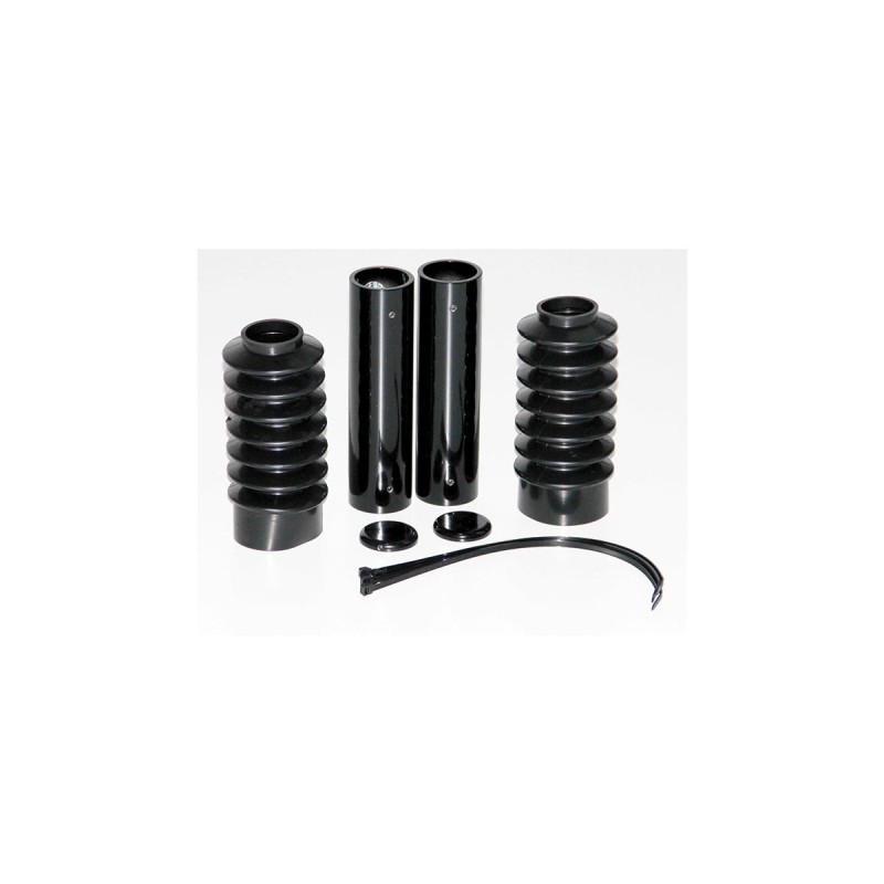 6-Piece Fork Covers with lower Fork Rubbers Without Cult-Werk Logo Black Gloss Powder Coated