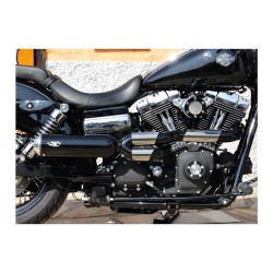 Bomb V2 Exhaust System , Polished Smooth Heat Shield, Polished Adjustable High End Cap, Black 4"