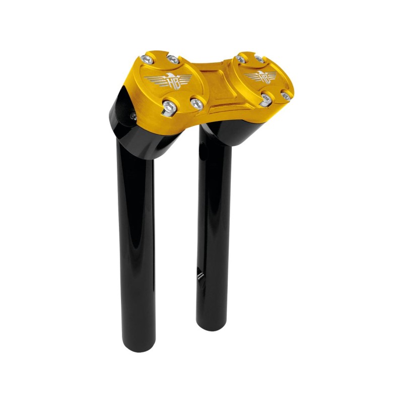 8" Clubstyle Pullback Risers With Gold Clamp Black 1"