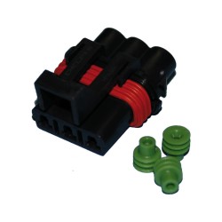 Delphi-Packard Weatherpack, 3-Wire Female Connector With Wire Seals Black