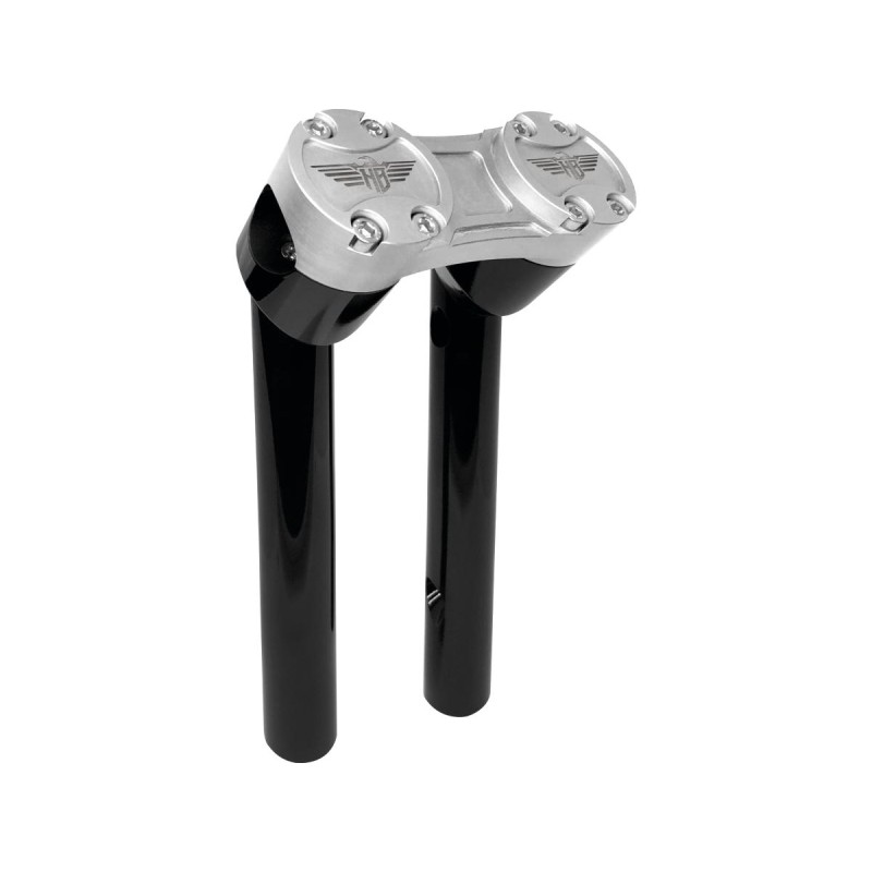 8" Clubstyle Pullback Risers With Silver Clamp Black 1"