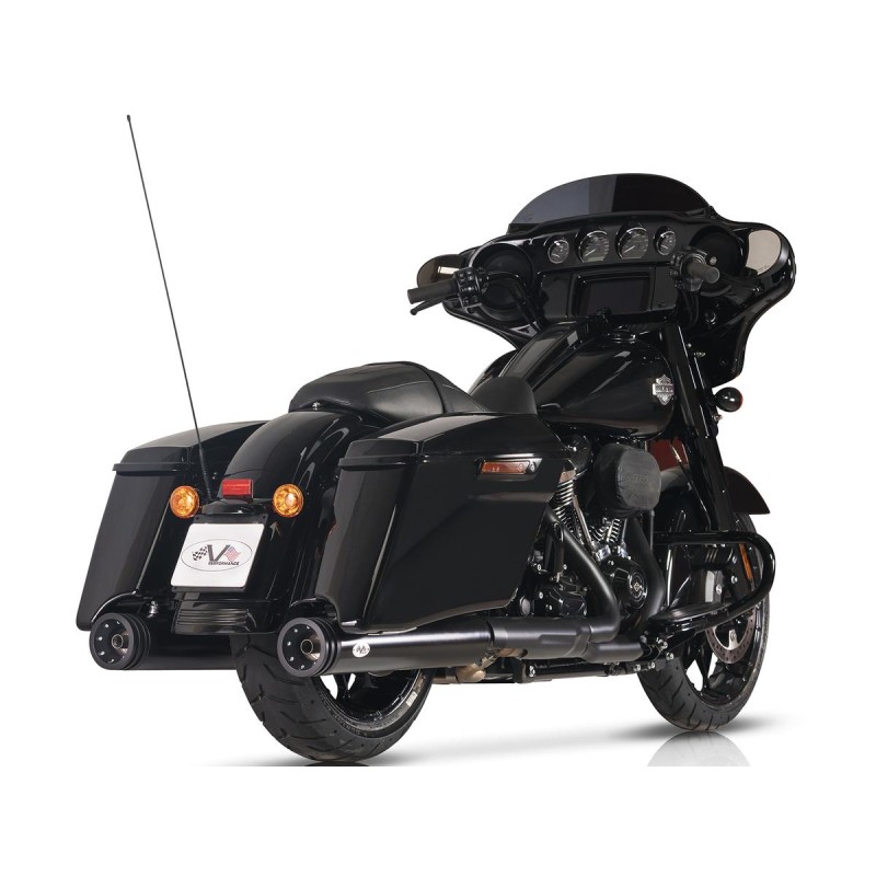 Double Slip-On Muffler Set Endcap Style Double Ring Black Ceramic Coated