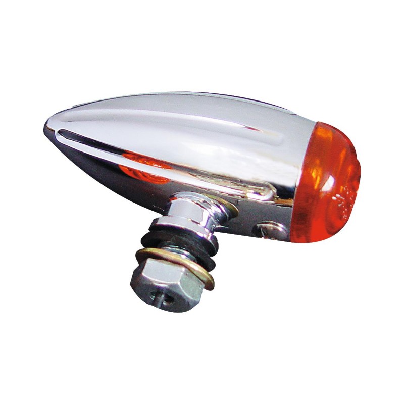 Micro Bullet Grooved Turn Signal with Milling Chrome Amber Halogen