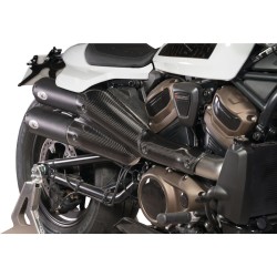 Sportster S 2in2 Racing Muffler and Mid-Pipe Set Endcap Tracker Carbon Black Ceramic Coated