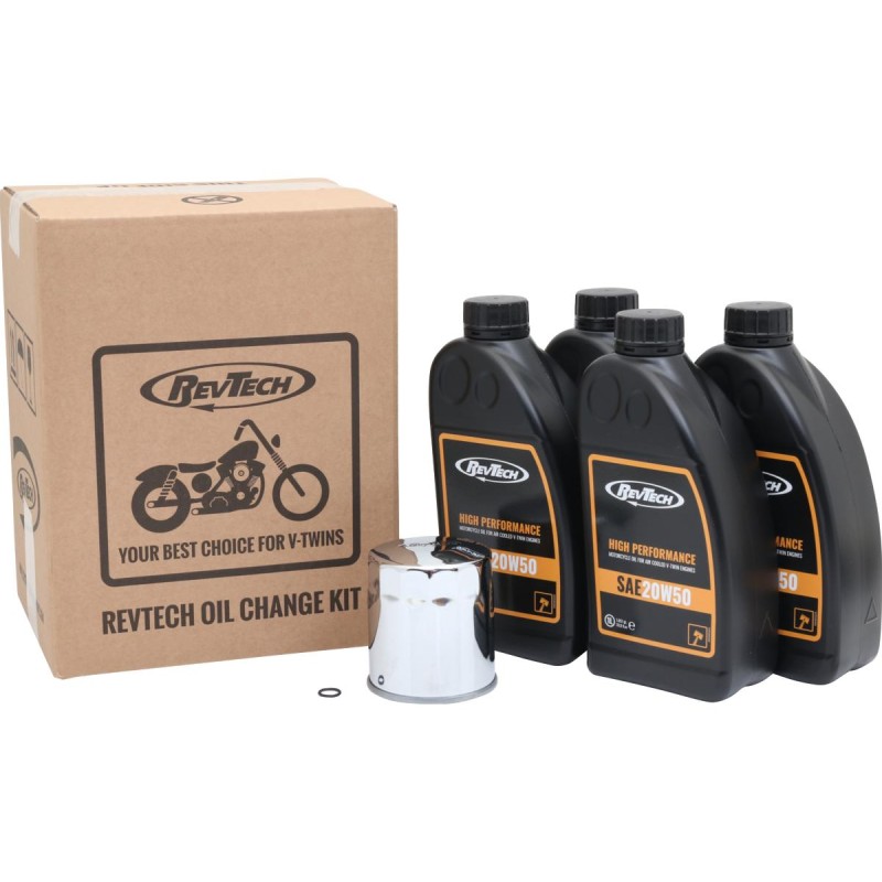 High Performance 4 Liter SAE20W50 Engine Oil Change Kit Chrome Oil Filter