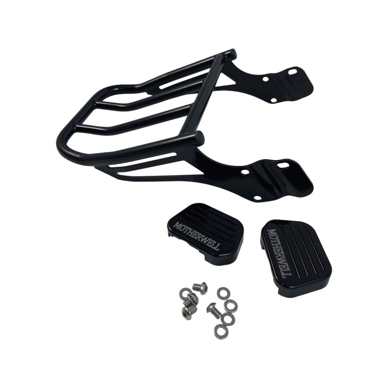 Tall Rigid Sissy Bar Luggage Rack Gloss Black Powder Coated