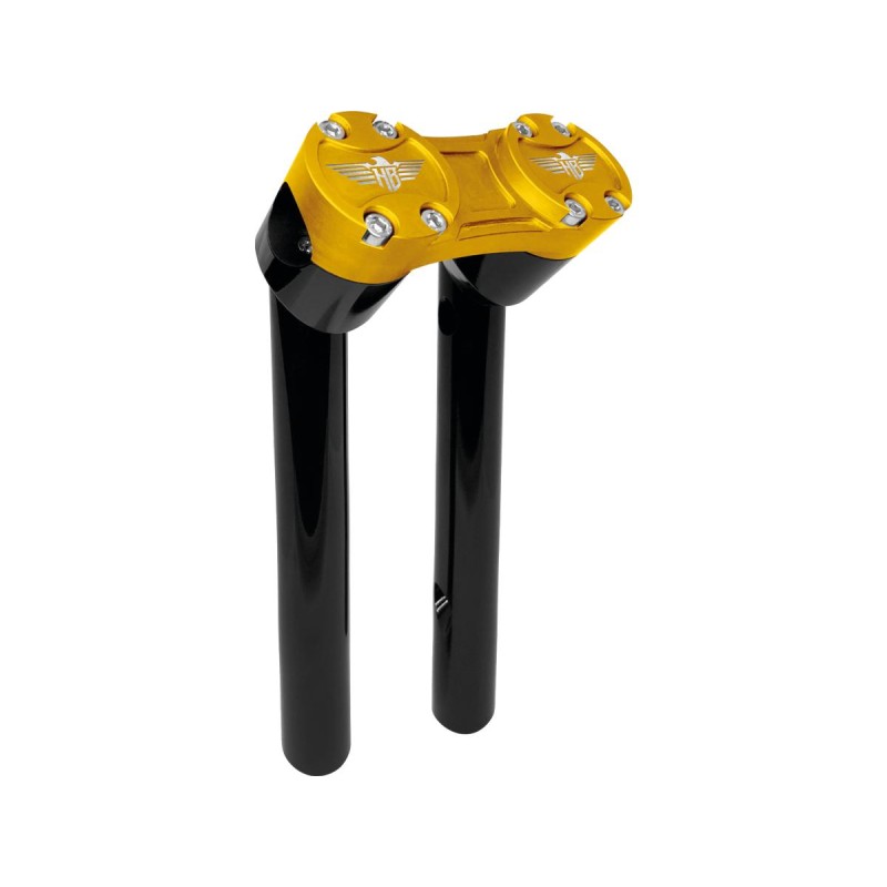 10" Clubstyle Pullback Risers With Gold Clamp Black 1"