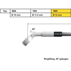 12 mm, Vario Line Banjo Fitting Type 304, 45° Elbow Stainless Steel