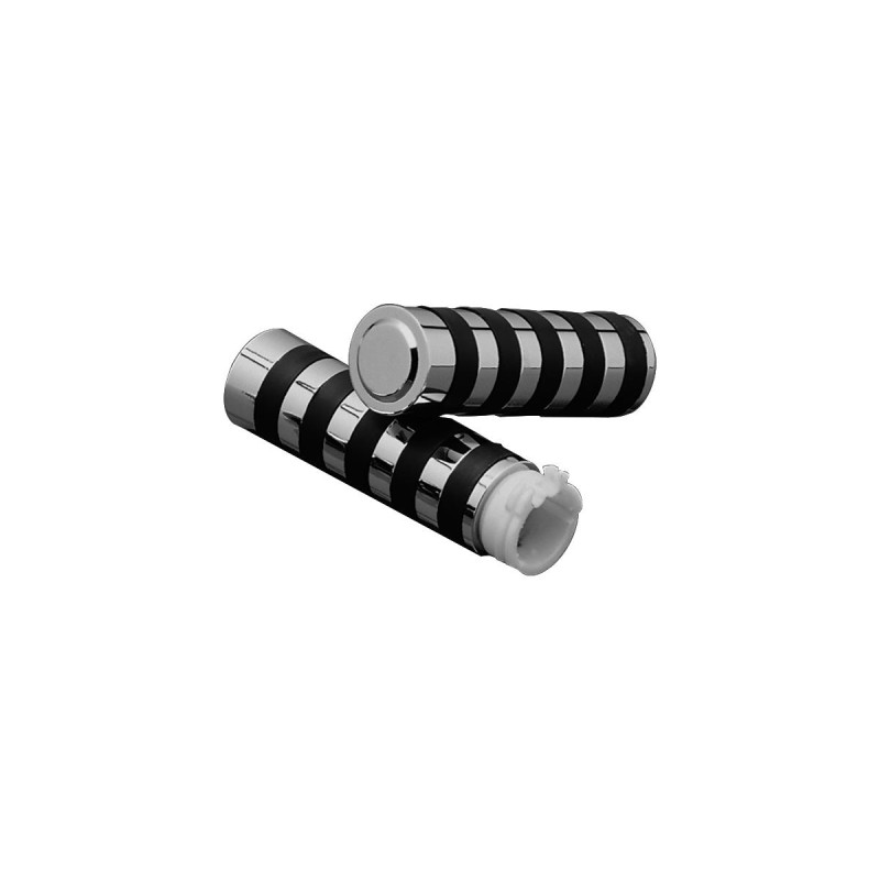 Rubber Band Grips With nylon throttle sleeve pressed in Chrome 1" Throttle Cables